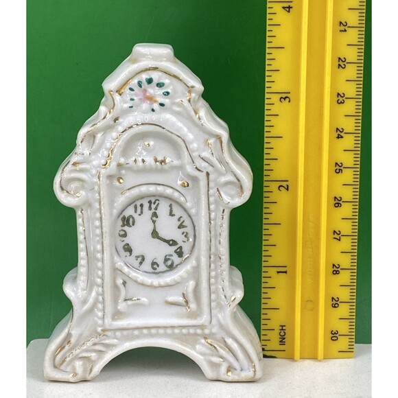 Vintage H Kato 3.5" Mantel Clock Ceramic Porcelain Figurine Made In Japan - Picture 7 of 7